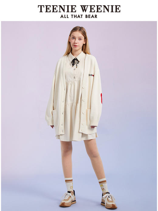 TeenieWeenie小熊V领针织衫开衫外套宽松韩版显瘦毛衣外穿女春夏TTCK221202T 商品图2