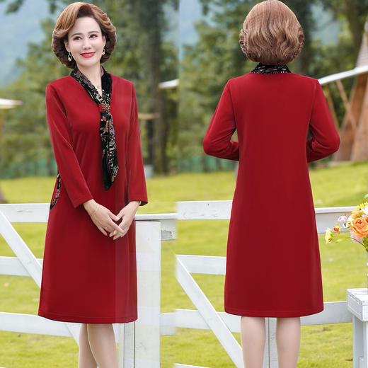 JXG-新款大码女装中年妈妈高贵优雅气质时尚减龄洋气连衣裙 商品图3