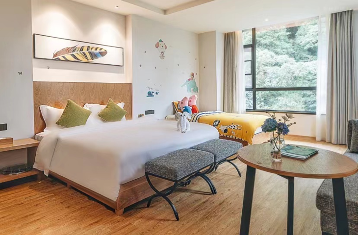 【雅安龙苍沟景区61宽山隐庐温泉度假酒店】399抢景观大床房/双床房