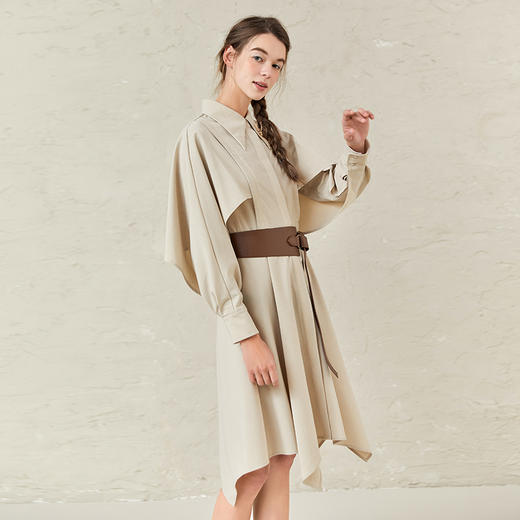 Famecoco范可儿不规则大气连衣裙别致修身长裙F221FA018 商品图3