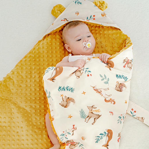 嫚熙婴儿抱被秋冬加厚纯棉新生婴儿产房包单防惊跳包被冬外出包单 商品图4