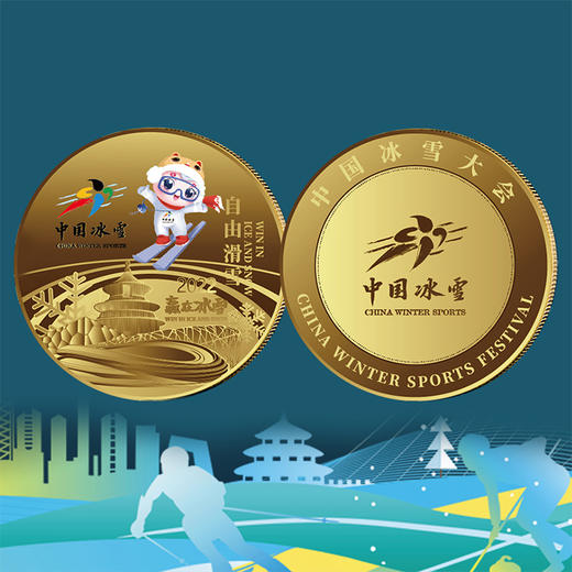 【官方授权】中国冰雪运动项目镀金纪念章套装 商品图2