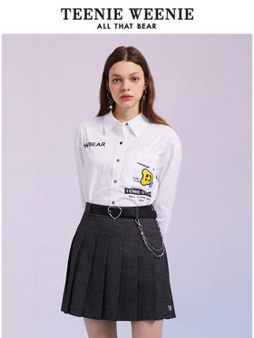 TeenieWeenie小熊白色衬衫长袖衬衣女设计感上衣韩版显瘦春夏新款TTYW221202T