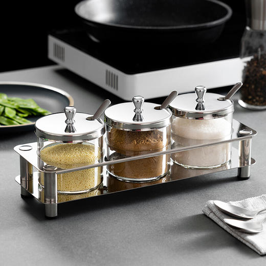德国戴德格兰不锈钢玻璃调味罐套装300ml 商品图0