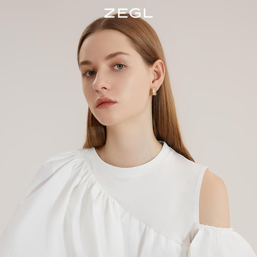 ZEGL法式C型耳环女小众设计感高级耳钉2022年新款潮复古银针耳饰 商品图6