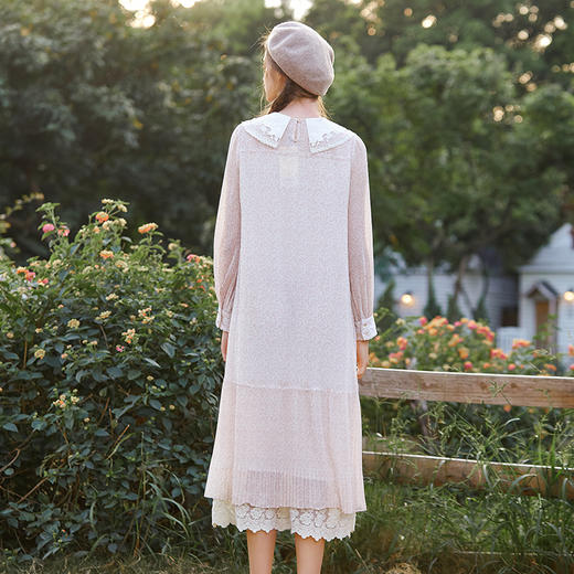 Famecoco范可儿温柔甜美连衣裙女款娃娃领印花裙F221FC001 商品图2