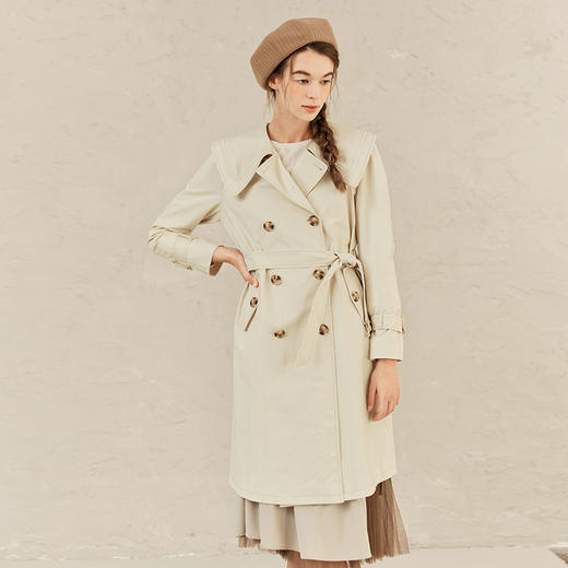 Famecoco范可儿日式时尚风衣女春秋长款外套大学生F221AT003 商品图0