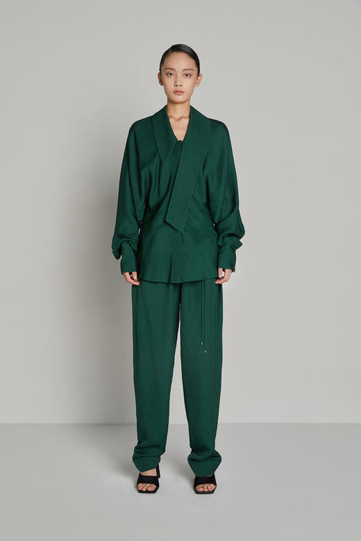 松紧腰花瓣抽绳阔腿长裤 商品图2