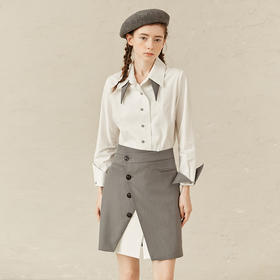 Famecoco范可儿时尚职业套装裙女春款白色优雅两件套F221EA005