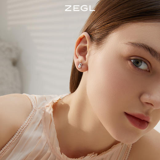 ZEGL设计师925纯银小熊爱心耳钉女小众设计感蝴蝶结耳环耳饰套装 商品图3