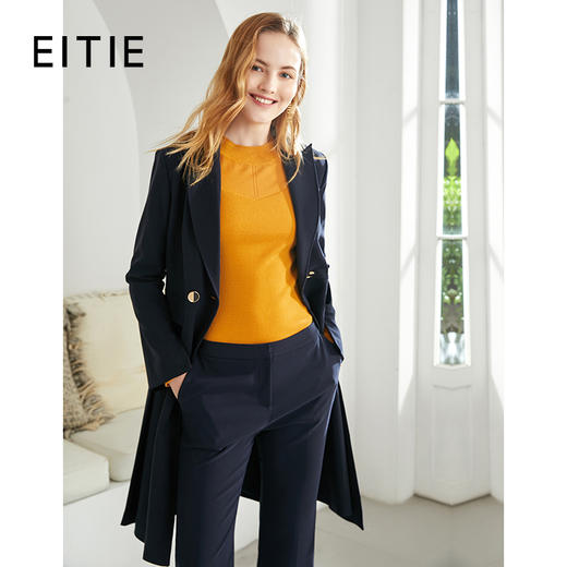 EITIE爱特爱品牌女装秋款时尚通勤职业干练收腰A摆双排扣风衣外套 商品图0