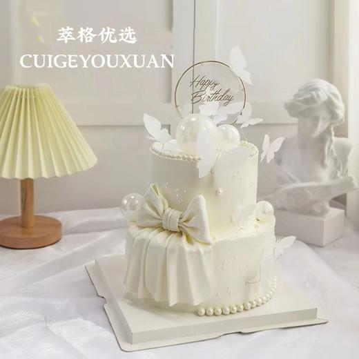 小仙女绸缎白色蝴蝶结女神蛋糕 商品图1