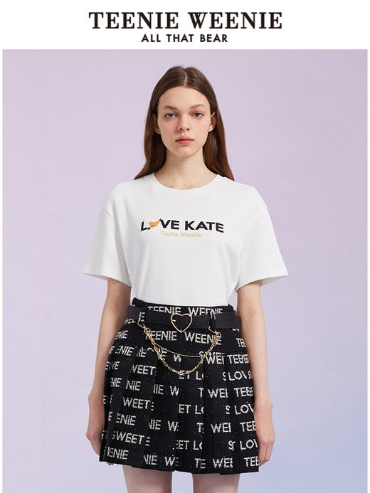 TeenieWeenie小熊圆领套头T恤短袖短裤上衣白色女装2022春夏新款TTRW221201T 商品图0