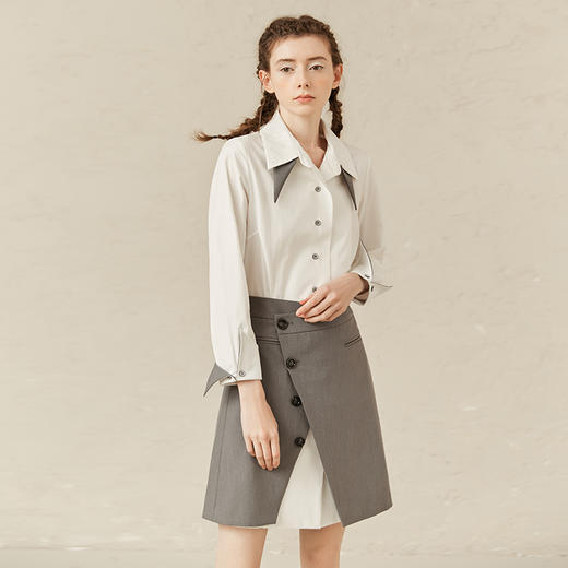 Famecoco范可儿时尚职业套装裙女春款白色优雅两件套F221EA005 商品图1