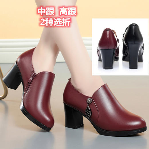 春季新款女单皮鞋中跟粗跟防水台短靴 KQ-FD318 商品图0