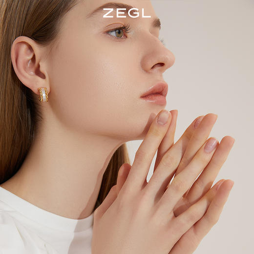ZEGL法式C型耳环女小众设计感高级耳钉2022年新款潮复古银针耳饰 商品图2