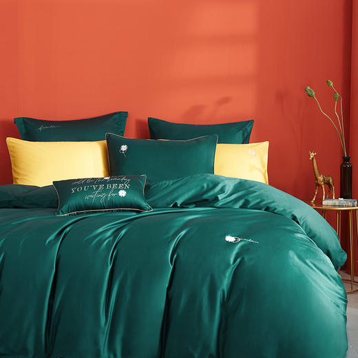 梦洁长绒棉四件套   云杉绿 商品图0