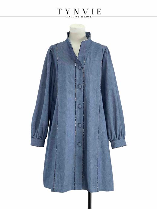 TYNVIE 复古立领中长风衣-牛仔 商品图2