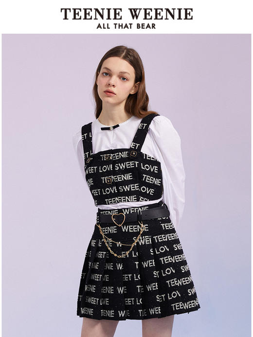 TeenieWeenie小熊圆领长袖衬衫白色衬衣少女感气质女2022春夏新款TTYA221203T 商品图0