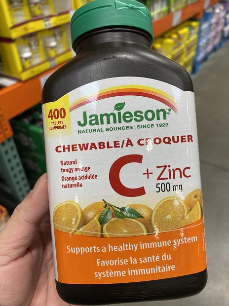 特价！Jamieson 维生素C咀嚼片+Zinc（500mg 400粒 包邮）温哥华直邮 商品图0