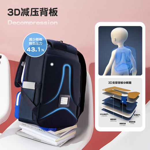 小斐乐儿童双肩包2022春季新款男女童大容量护脊减负高年级书包K18B211153F 商品图2
