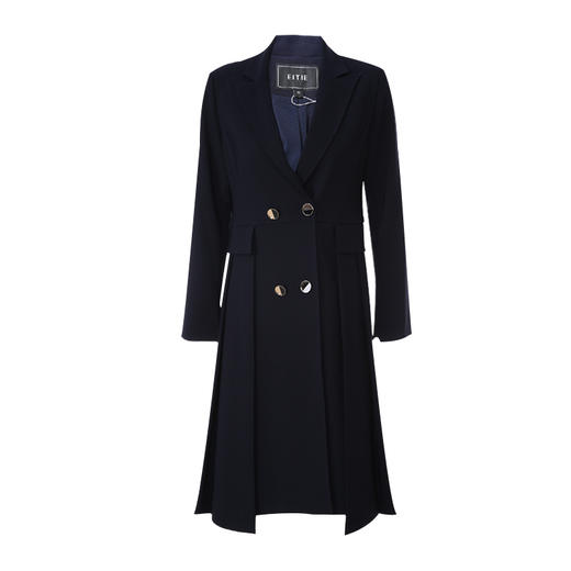 EITIE爱特爱品牌女装秋款时尚通勤职业干练收腰A摆双排扣风衣外套 商品图5