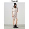 VIMAGE/纬漫纪春季新款法式气质V领泡泡袖抽绳连衣裙V1707315 商品缩略图3