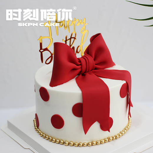 复古酒红翻糖蝴蝶结女神女生公主生日蛋糕 商品图3