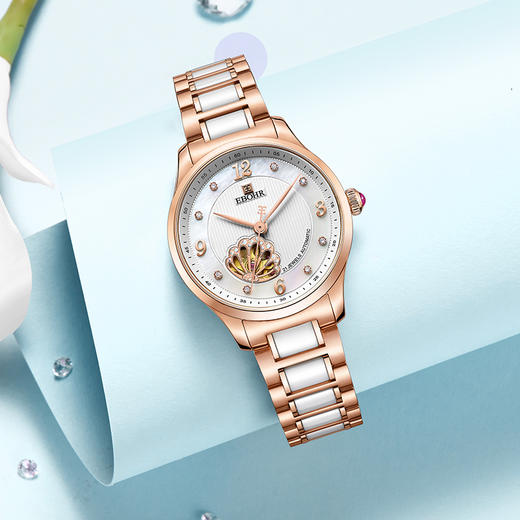 依波(EBOHR)蝶恋花系列优雅镂空机械女表5069 商品图2