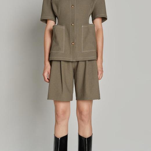 宽松压褶腰带阔腿短裤 商品图1