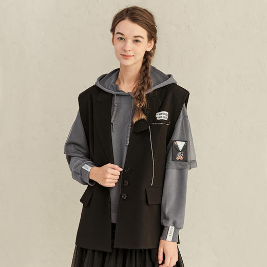 Famecoco范可儿时尚马甲女士春秋潮流宽松马夹外套F221CA018 商品图0