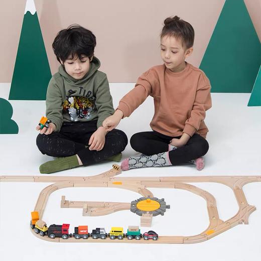 MITA磁力汽车组合木质基础轨道组合木质拓展轨道组合车站吊桥场景组合 商品图7