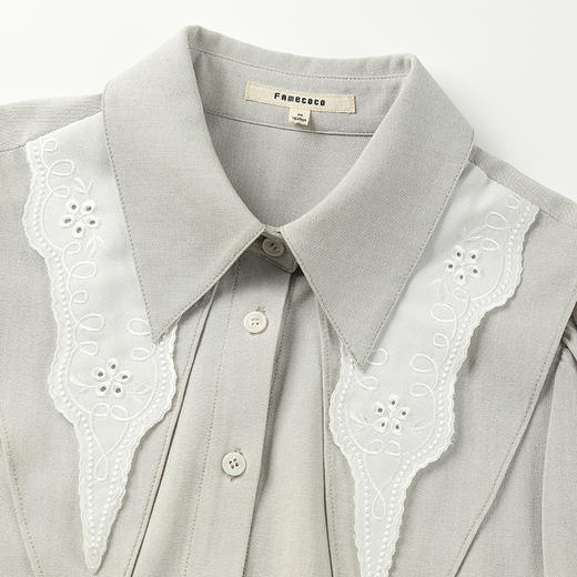 Famecoco范可儿尖领衬衫女款早春法式洋气衬衣F221BH004 商品图4