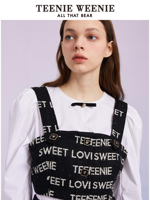 TeenieWeenie小熊圆领长袖衬衫白色衬衣少女感气质女2022春夏新款TTYA221203T 商品图1