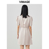 VIMAGE/纬漫纪春季新款法式气质V领泡泡袖抽绳连衣裙V1707315 商品缩略图4