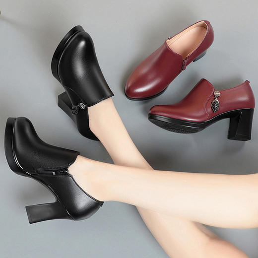 春季新款女单皮鞋中跟粗跟防水台短靴 KQ-FD318 商品图2