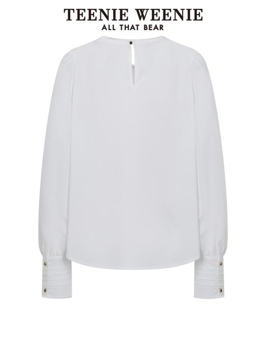 TeenieWeenie小熊圆领长袖衬衫白色衬衣少女感气质女2022春夏新款TTYA221203T 商品图3