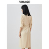 VIMAGE/纬漫纪春季新款V领假五分袖小众设计修身连衣裙V1707311 商品缩略图4