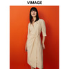 VIMAGE/纬漫纪春季新款V领假五分袖小众设计修身连衣裙V1707311 商品缩略图0