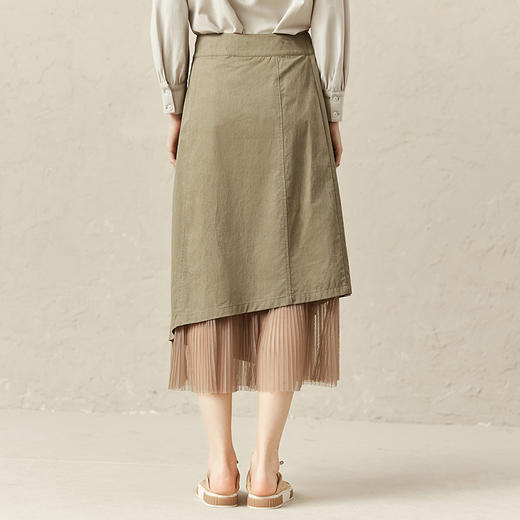 famecoco范可儿a字半裙女不规则半身裙下摆拼接网纱F221HA012 商品图3