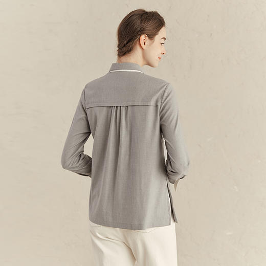 Famecoco范可儿别致收腰衬衫女式早春拼接衬衣F221BH006 商品图4