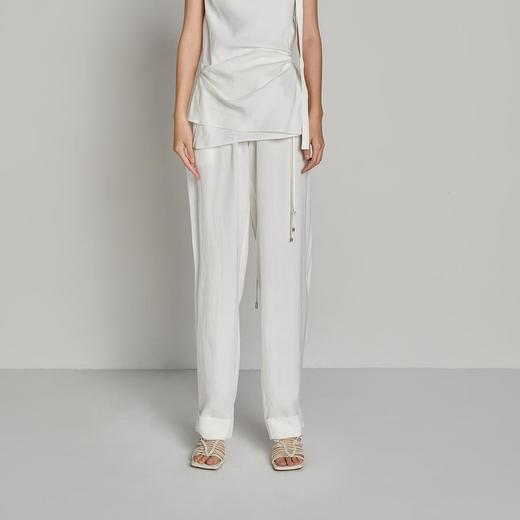 松紧腰花瓣抽绳阔腿长裤 商品图1