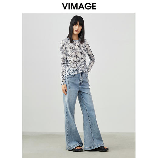 VIMAGE/纬漫纪春季新款时尚显瘦印花抽绳小上衣V1713309 商品图1