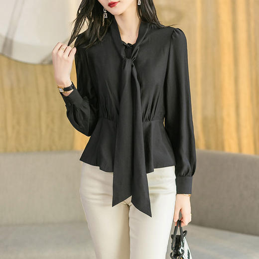 2022春秋新款气质时尚通勤黑色韩版衬衣  DB-A2066 商品图3