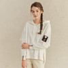 Famecoco范可儿白色连帽卫衣女款ins网纱拼接上衣F221BL008 商品缩略图0