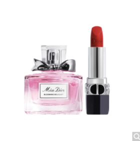【情人节礼物】迪奥Dior口红香氛礼盒(烈艳蓝金哑光999+花漾淡香氛30ml 新年口红礼盒 女士香水