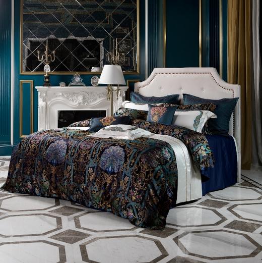 梦洁真丝四件套 罗兰颂（深湖蓝） 商品图0