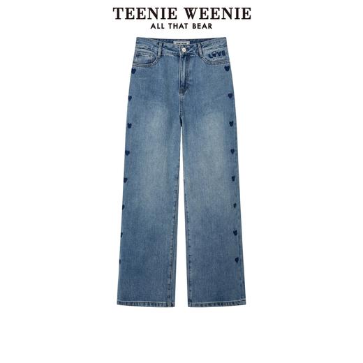 TeenieWeenie小熊宽松牛仔长裤直筒裤阔腿裤韩版显瘦女2022春夏款TTTJ221201T 商品图5