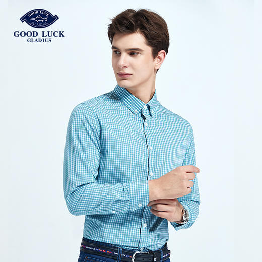 GOOD LUCK/德鲨经典格纹清新儒雅长袖衬衫LY11101-889 商品图3