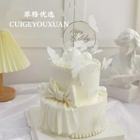 小仙女绸缎白色蝴蝶结女神蛋糕